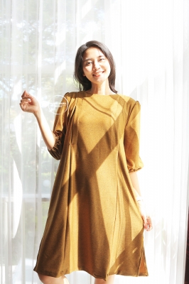 Dress Baju Hamil Menyusui Polos Simple Modis Lyodra - DRO 1010 Kuning